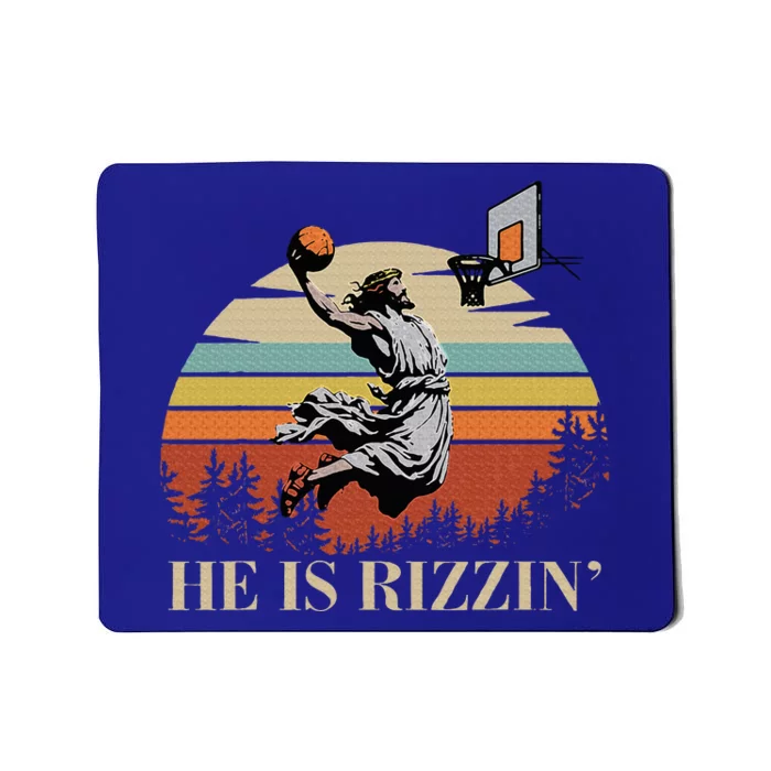 He Is Rizzin Jesus Playing Basketball Funny Easter Day Mousepad