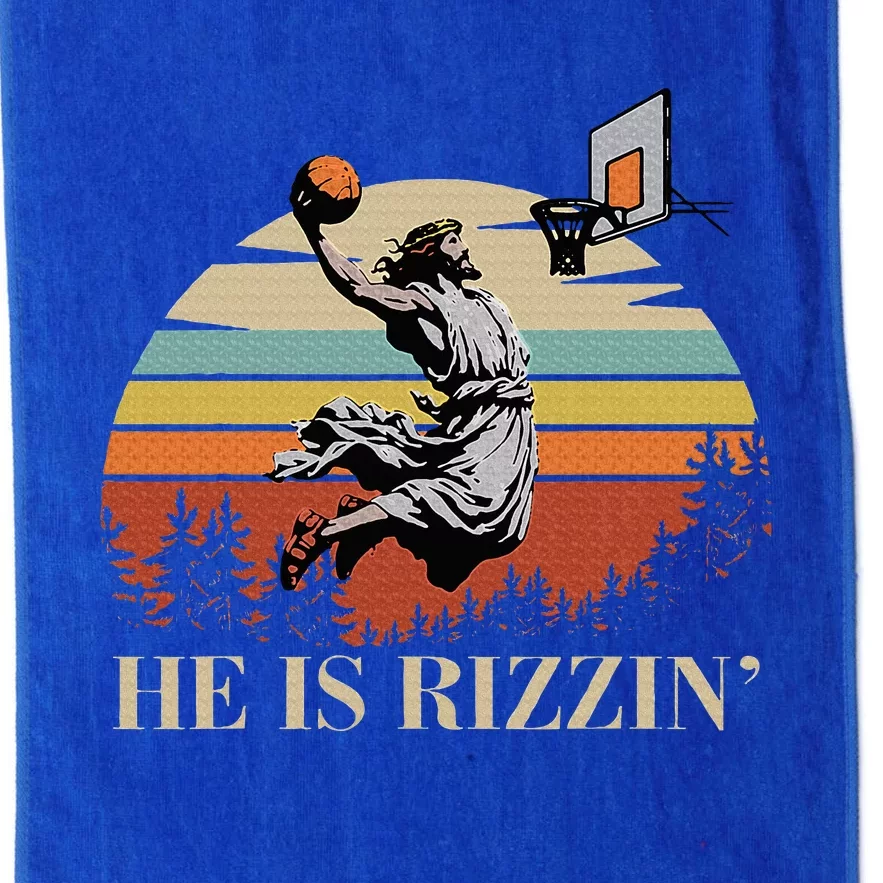 He Is Rizzin Jesus Playing Basketball Funny Easter Day Platinum Collection Golf Towel