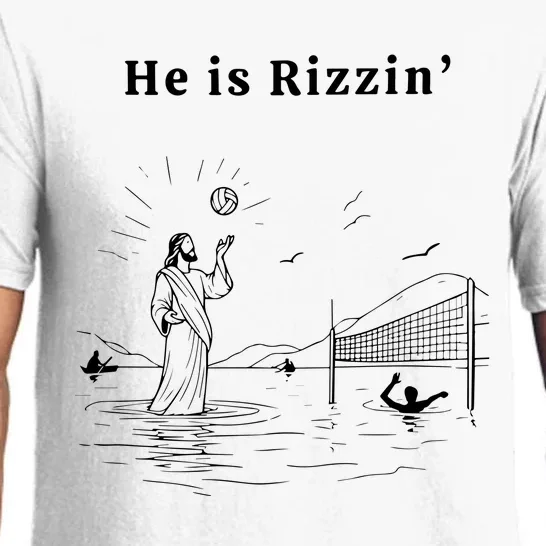 He Is Rizzin Jesus Playing Volleyball Funny Easter Pajama Set