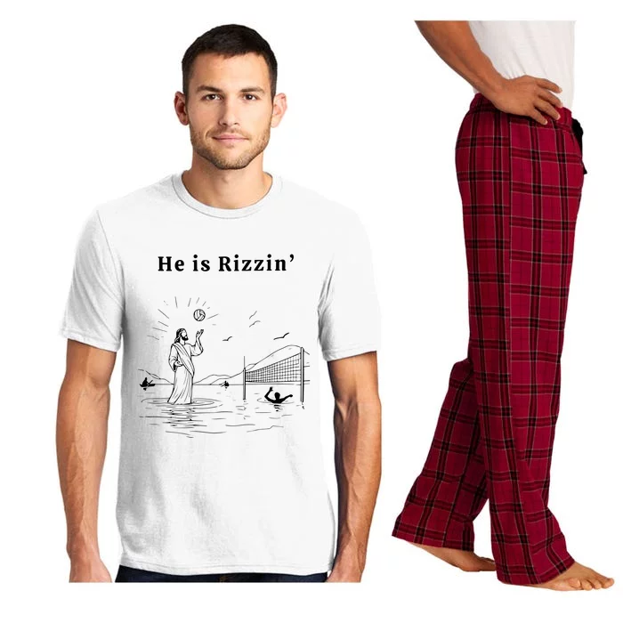 He Is Rizzin Jesus Playing Volleyball Funny Easter Pajama Set