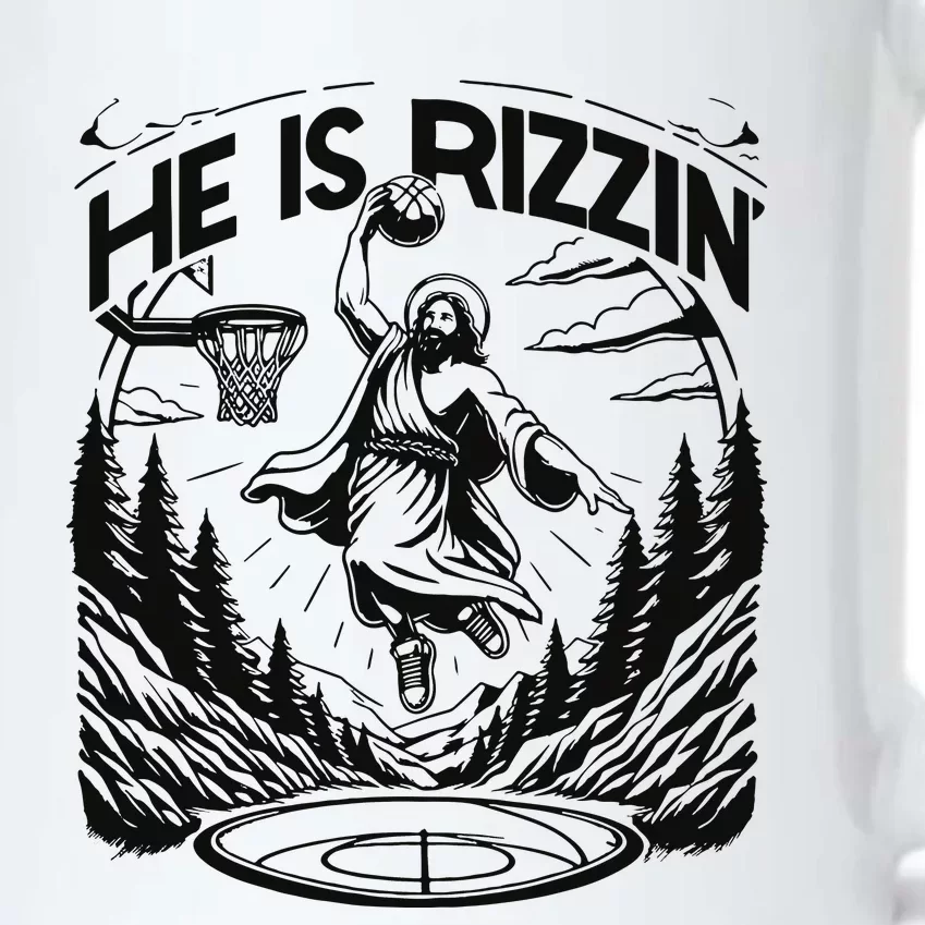 He Is Rizzin Funny Basketball Christian Religious Gift Black Color Changing Mug