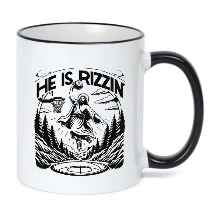 He Is Rizzin Funny Basketball Christian Religious Gift Black Color Changing Mug