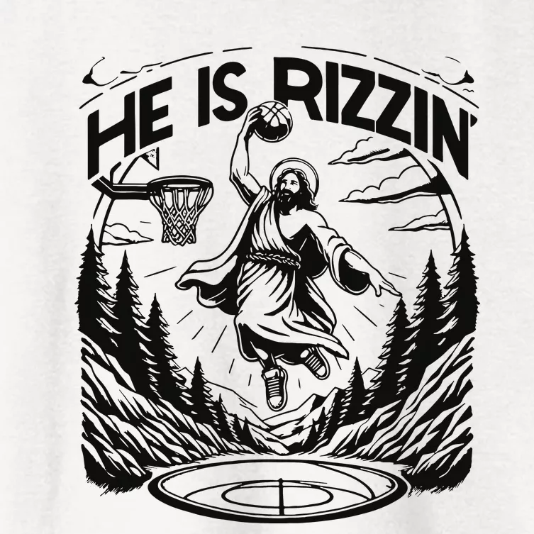 He Is Rizzin Funny Basketball Christian Religious Gift Women's Crop Top Tee