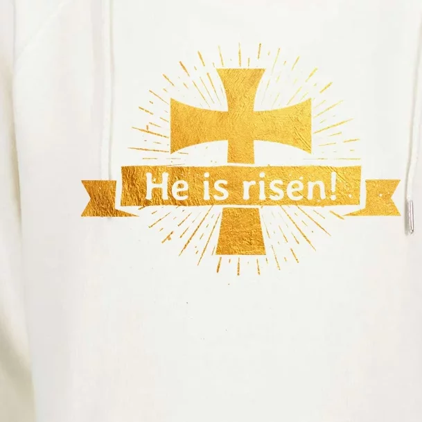 He Is Risen! Cross Easter Gift For Christians Cross Womens Funnel Neck Pullover Hood