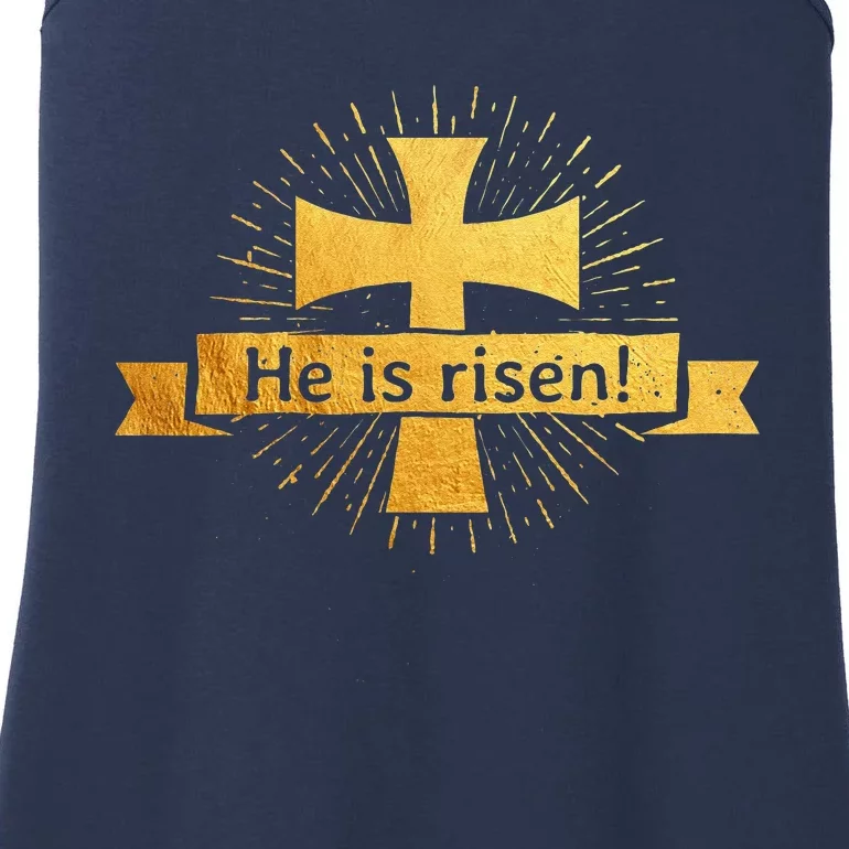 He Is Risen! Cross Easter Gift For Christians Cross Ladies Essential Tank