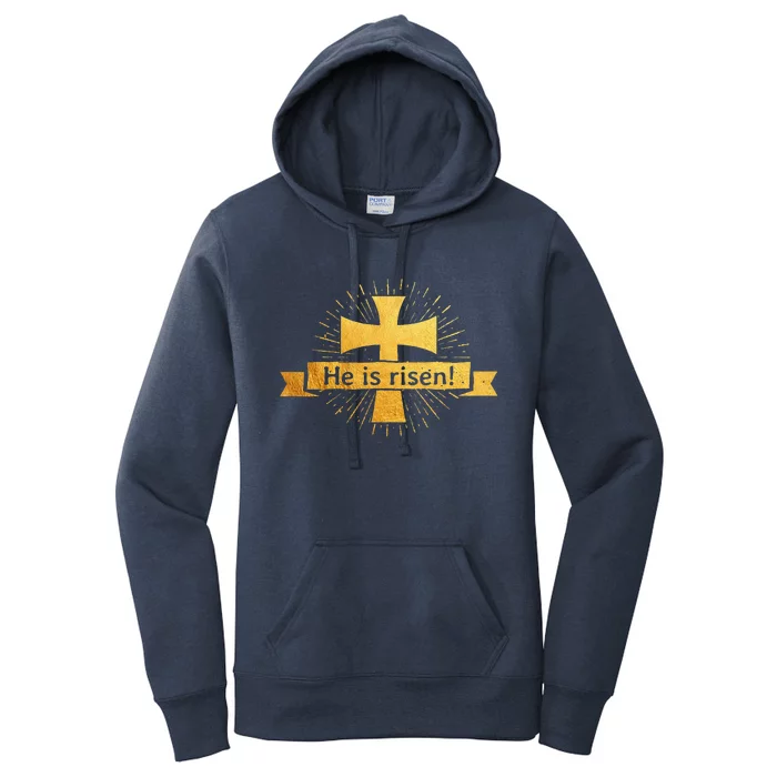 He Is Risen! Cross Easter Gift For Christians Cross Women's Pullover Hoodie