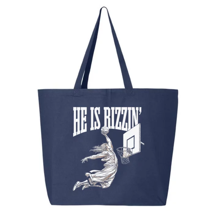 He Is Rizzin Basketball Jesus Dunk Memes Humor 25L Jumbo Tote