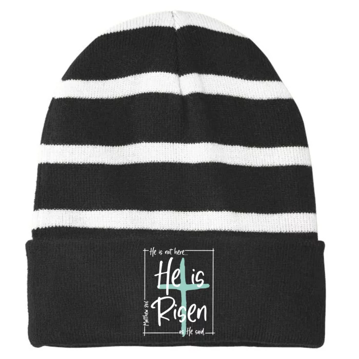 He Is Risen As He Said Christian Easter Day Striped Beanie with Solid Band