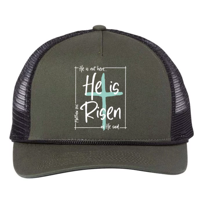 He Is Risen As He Said Christian Easter Day Retro Rope Trucker Hat Cap