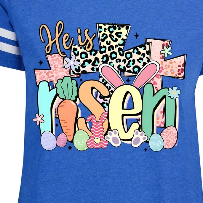 He Is Risen Retro Easter Vibes Enza Ladies Jersey Football T-Shirt