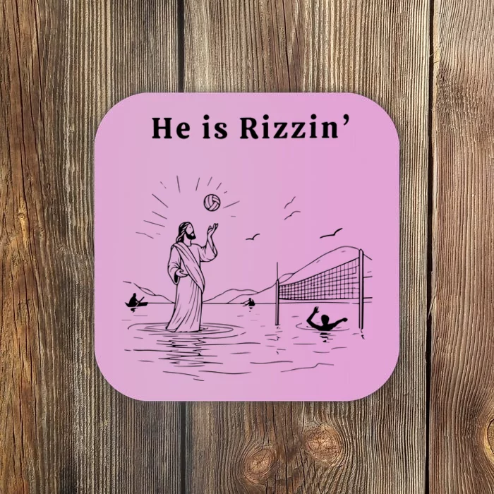 He Is Rizzin Jesus Playing Volleyball Coaster