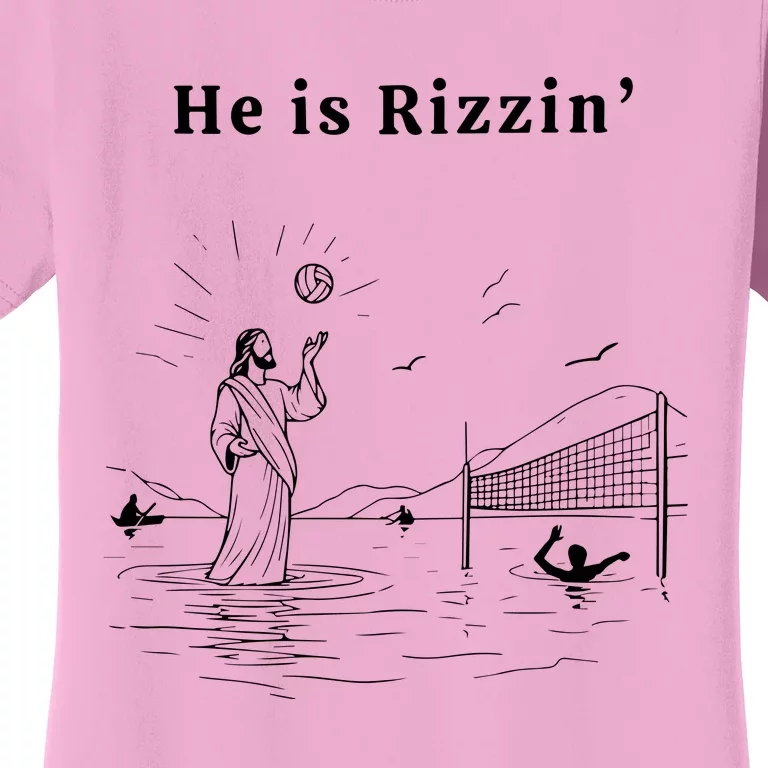 He Is Rizzin Jesus Playing Volleyball Women's T-Shirt