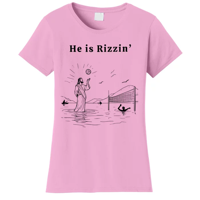 He Is Rizzin Jesus Playing Volleyball Women's T-Shirt