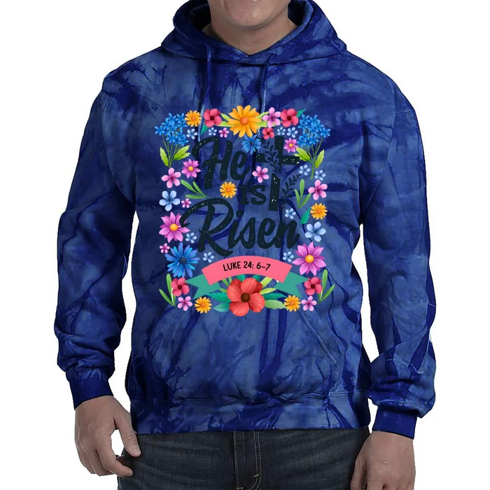 He Is Risen Spring Floral Easter Day Tie Dye Hoodie