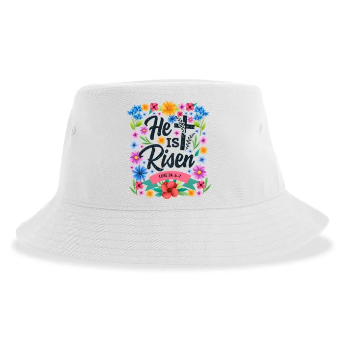 He Is Risen Spring Floral Easter Day Sustainable Bucket Hat