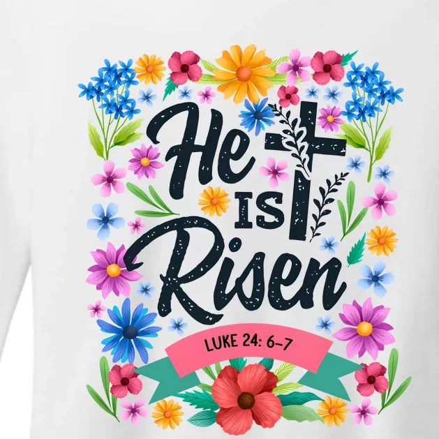 He Is Risen Spring Floral Easter Day Womens CVC Long Sleeve Shirt