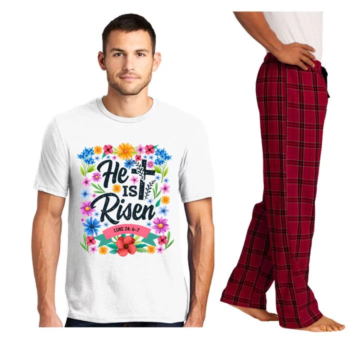 He Is Risen Spring Floral Easter Day Pajama Set