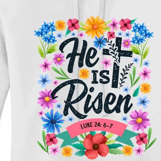 He Is Risen Spring Floral Easter Day Women's Pullover Hoodie