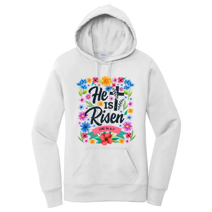 He Is Risen Spring Floral Easter Day Women's Pullover Hoodie