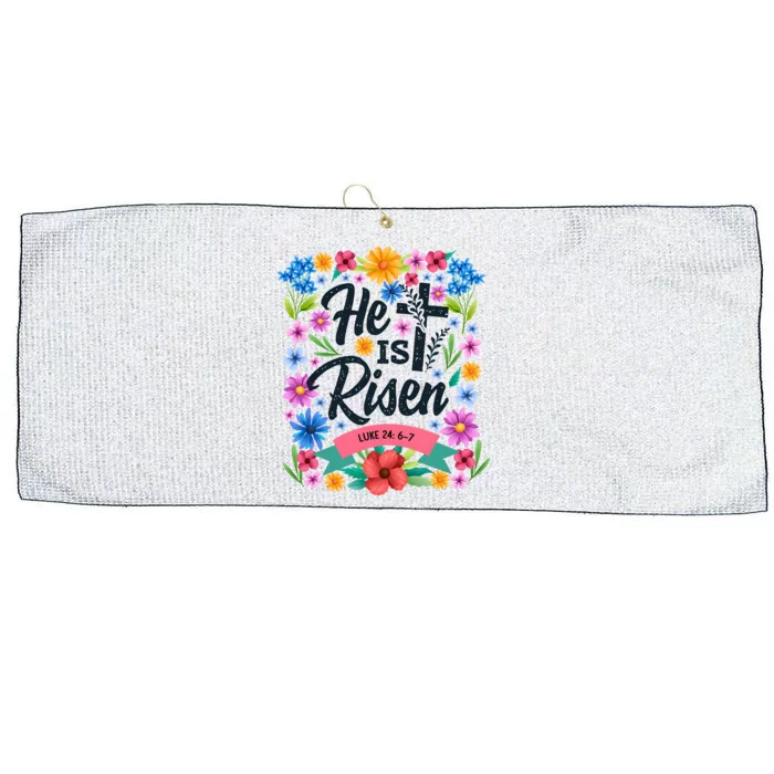 He Is Risen Spring Floral Easter Day Large Microfiber Waffle Golf Towel