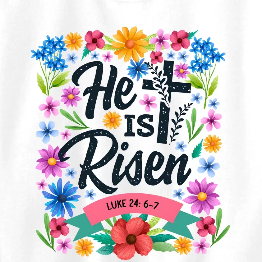 He Is Risen Spring Floral Easter Day Kids Sweatshirt