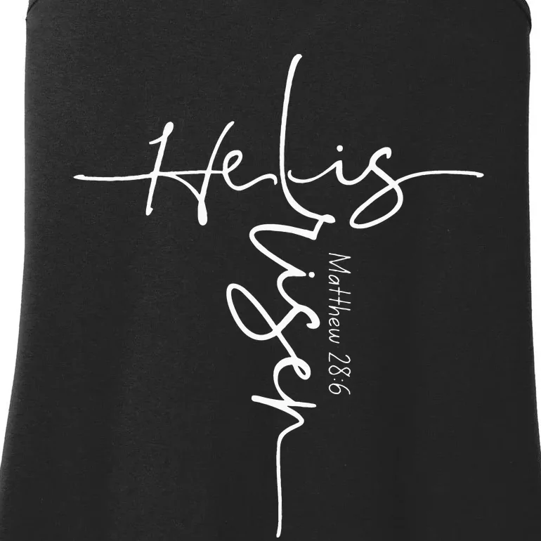 He Is Risen Christian Easter Cross Mom Gift Ladies Essential Tank