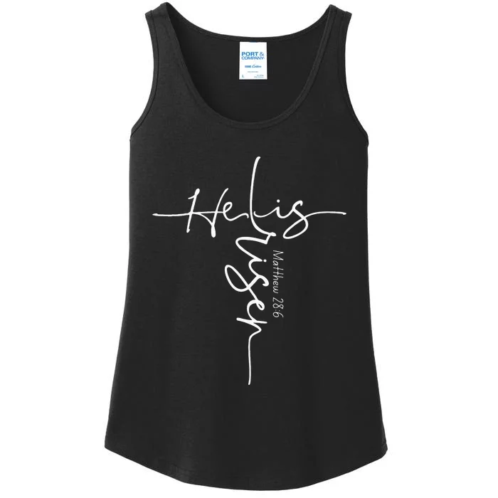 He Is Risen Christian Easter Cross Mom Gift Ladies Essential Tank