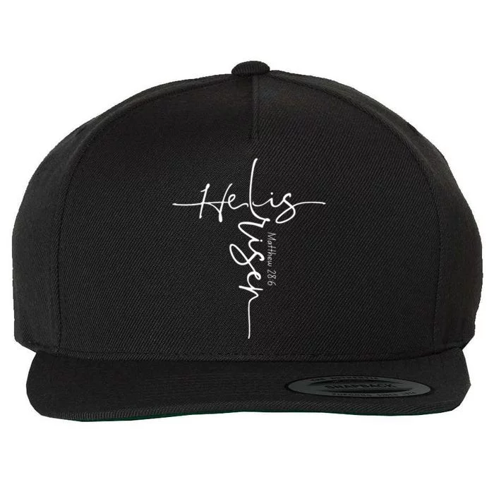 He Is Risen Christian Easter Cross Mom Gift Wool Snapback Cap