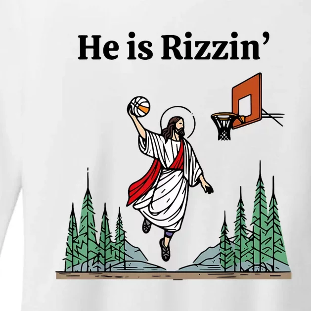 He Is Rizzin Funny Jesus Meme He Is Rizzen Womens CVC Long Sleeve Shirt