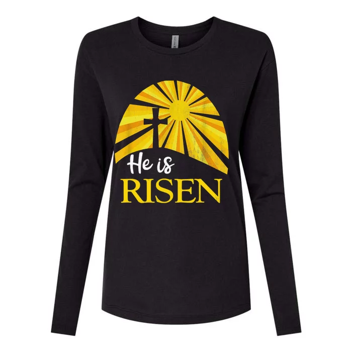 He Is Risen Religious Easter Jesus Christian Womens Cotton Relaxed Long Sleeve T-Shirt