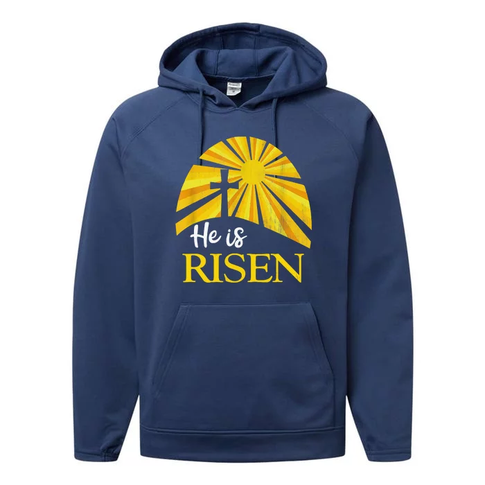 He Is Risen Religious Easter Jesus Christian Performance Fleece Hoodie