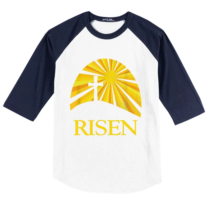 He Is Risen Religious Easter Jesus Christian Baseball Sleeve Shirt