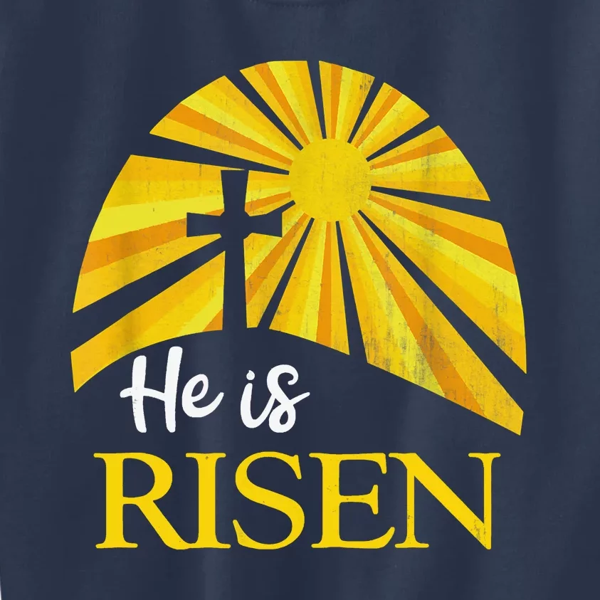 He Is Risen Religious Easter Jesus Christian Kids Sweatshirt