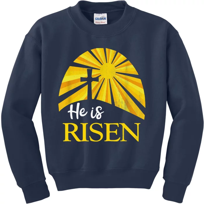 He Is Risen Religious Easter Jesus Christian Kids Sweatshirt