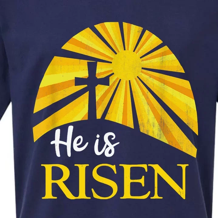 He Is Risen Religious Easter Jesus Christian Sueded Cloud Jersey T-Shirt