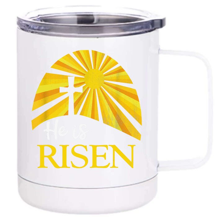 He Is Risen Religious Easter Jesus Christian Front & Back 12oz Stainless Steel Tumbler Cup