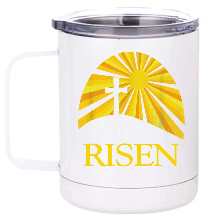 He Is Risen Religious Easter Jesus Christian Front & Back 12oz Stainless Steel Tumbler Cup