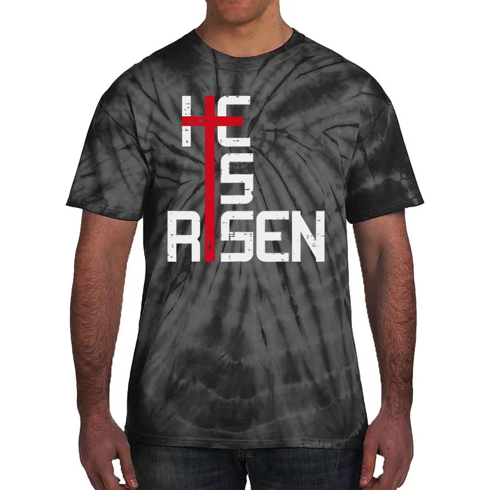 He Is Risen Cross Jesus Easter Christian Religious Trending Design Tie-Dye T-Shirt