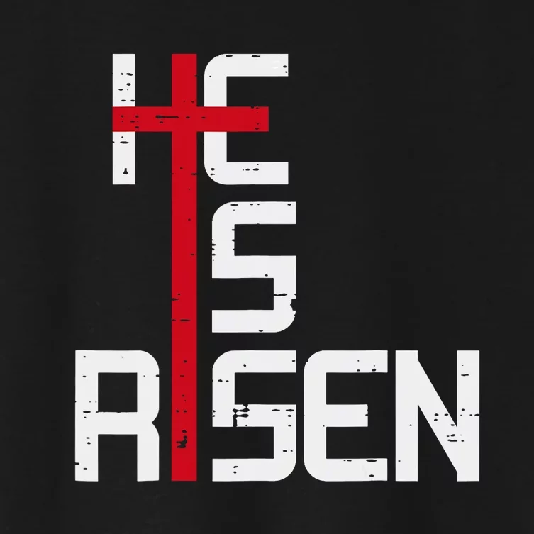 He Is Risen Cross Jesus Easter Christian Religious Trending Design Women's Crop Top Tee