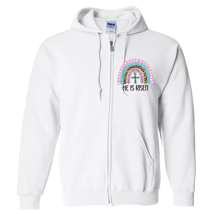 He Is Risen Bible Jesus Resurrection Rainbow Easter Full Zip Hoodie