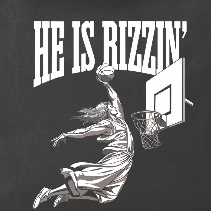 He Is Rizzin Basketball Jesus Dunk Memes Humor Zip Tote Bag