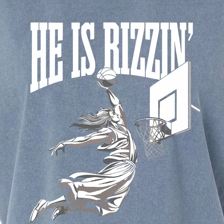 He Is Rizzin Basketball Jesus Dunk Memes Humor Garment-Dyed Women's Muscle Tee