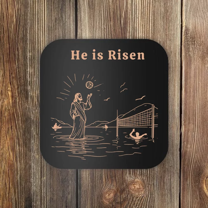 He Is Risen Jesus Playing Volleyball Easter Coaster