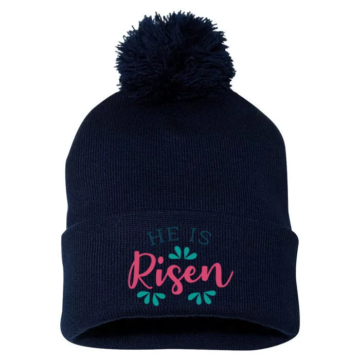 He Is Risen Easter Jesus Pom Pom 12in Knit Beanie