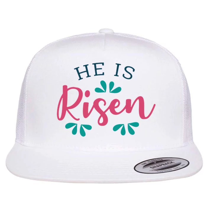 He Is Risen Easter Jesus Flat Bill Trucker Hat