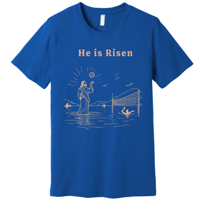 He Is Risen Jesus Playing Volleyball Easter Premium T-Shirt