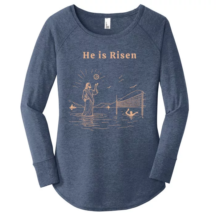 He Is Risen Jesus Playing Volleyball Easter Women's Perfect Tri Tunic Long Sleeve Shirt