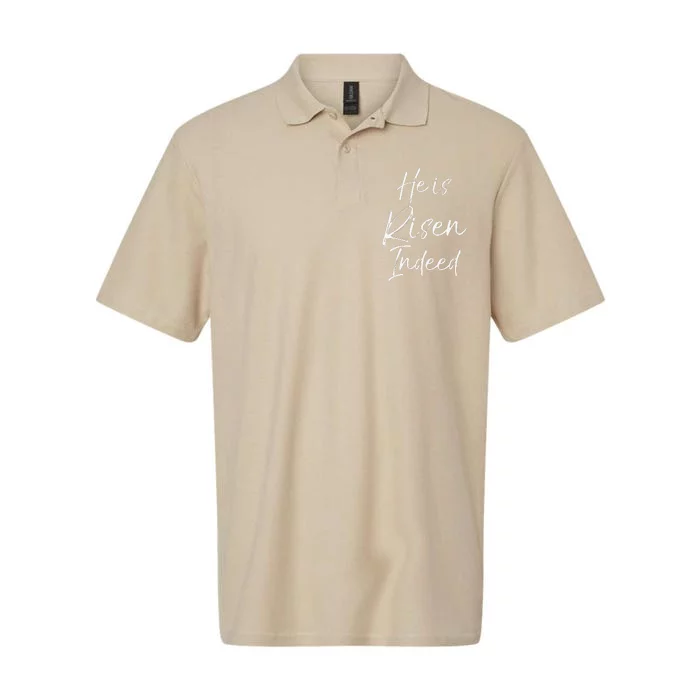 He Is Risen Indeed Cute Easter Resurrection Sunday Softstyle Adult Sport Polo