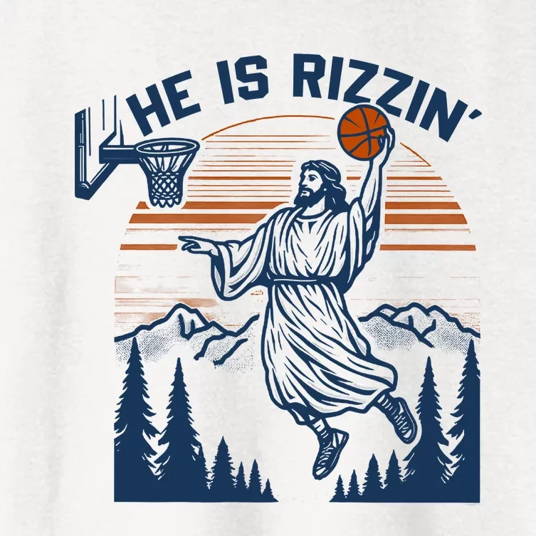 He Is Rizzin Funny Jesus Playing Basketball Women's Crop Top Tee