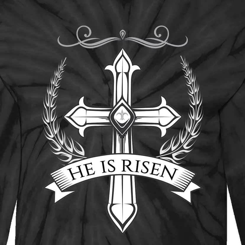 He Is Risen Easter Christ Funny Christian Tie-Dye Long Sleeve Shirt